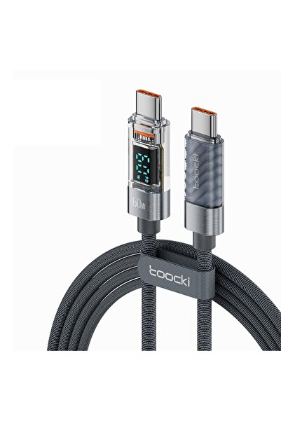 Toocki 60W Dijital Göstergeli LED Ekranlı Type-C To Type-C Hızlı Şarj ve Veri...
