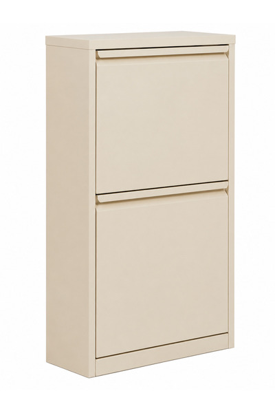 Alveon Schuhschrank aus Metall mit 2 schmalen Klappen, 51 x 15 x 75 cm, creme...