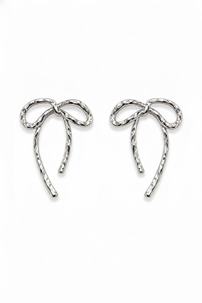Jack Ferrero Silver Color Bowknot Design Forged Textured Stylish Bijouterie E...