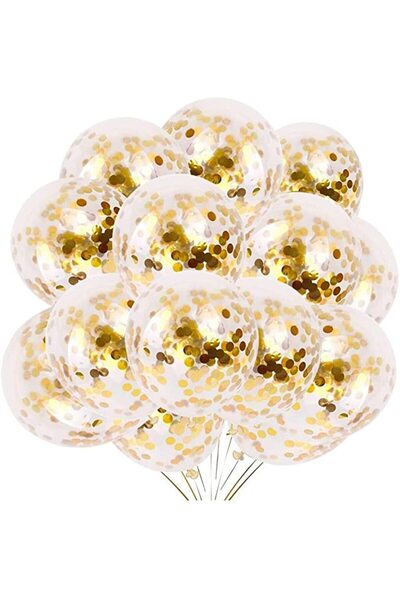 MP Mirific Party Set de 5 baloane transparente cu confetti auriu, 30 cm