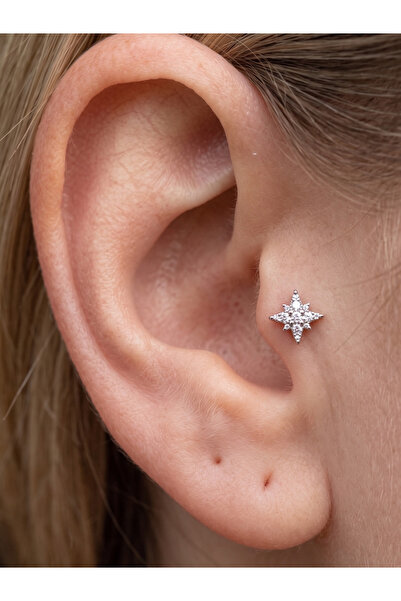 GKCBijoux 316L Kararmaz Çelik Tragus Helix Kulak Piercing Küpesi