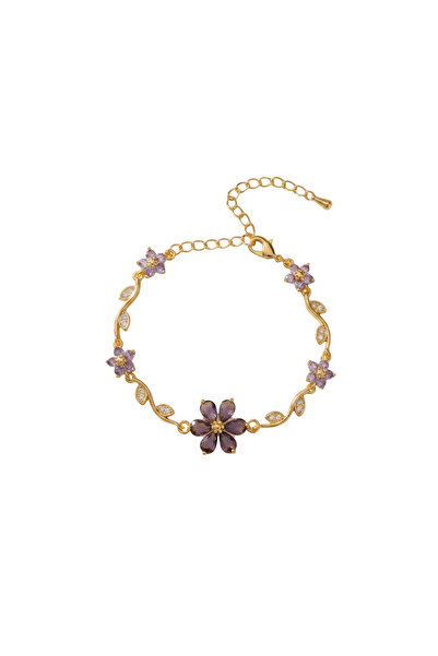 Black Season Luxury Colorful Cubic Zirconia Flower Bracelet - Adjustable Size