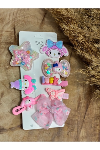 Mevohome Kuromi Themed Pink Children's Set Buckle with Sequins and Star Figur...