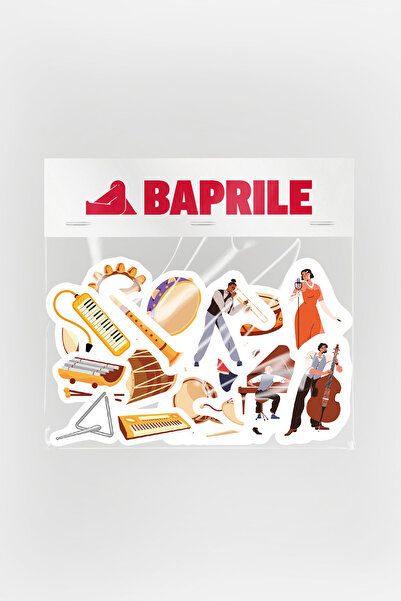 Baprile Μουσικά όργανα και μουσικοί 63 τεμάχια αυτοκόλλητα σε πακέτο αδιάβροχ...