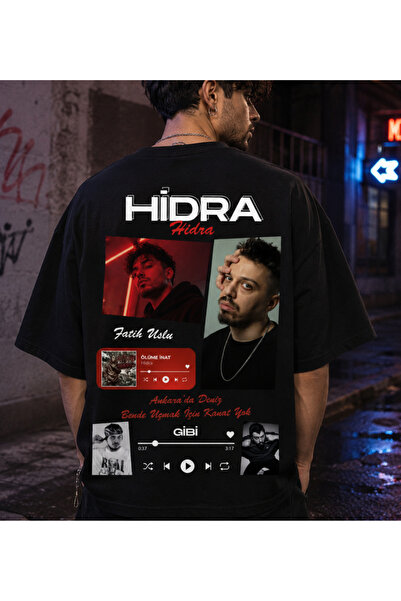shidumanlar Oversize Unisex Geniş Kalıp HİDRA Özel Tasarım Baskılı Pamuklu Pe...