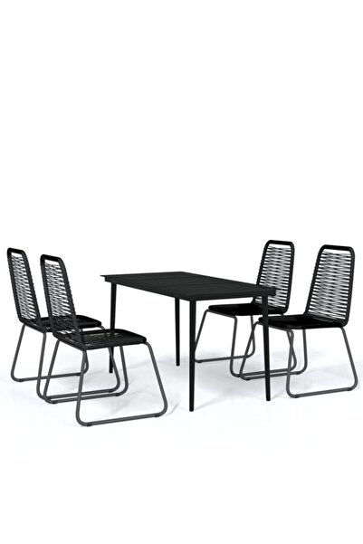 vidaxl Set de masă pentru grădină, 5 piese, negru