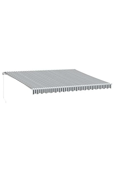 vidaxl Copertină retractabilă manuală, Antracit/Alb, 450 x 350 cm