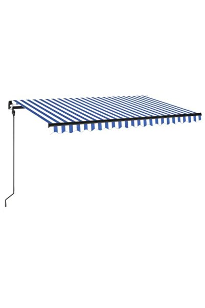 vidaxl Copertină retractabilă manuală cu LED, Albastru și Alb, 400 x 300 cm