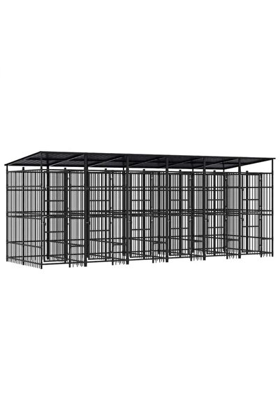 vidaxl Cușcă de exterior pentru câini cu acoperiș, 11.06 m², Oțel
