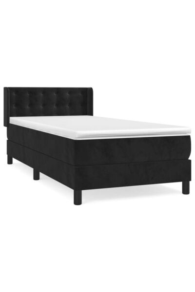 vidaxl Pat boxspring cu saltea, negru, 80 x 200 cm, catifea