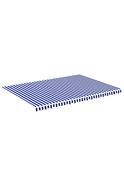 vidaxl Material de înlocuire pentru copertine, albastru și alb, 5 x 3,5 m