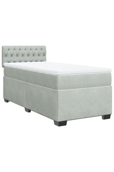 vidaxl Pat continental cu saltea, gri deschis, 80 x 200 cm, catifea
