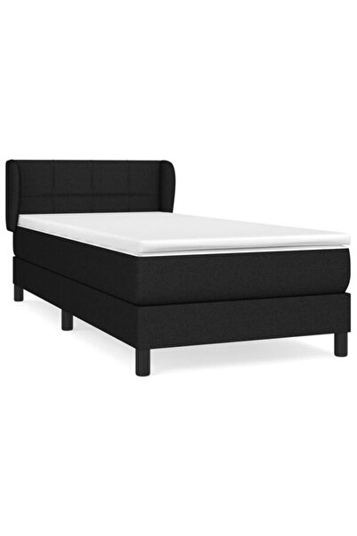 vidaxl Pat boxspring cu saltea, negru, 80 x 200 cm, textil