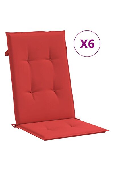 vidaxl Perne pentru scaun cu spătar înalt, 6 bucăți, roșu, 120 x 50 x 3 cm, t...