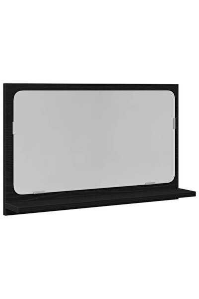vidaxl Raft cu Oglindă Stejar Negru 60 x 10,5 x 37 cm Lemn compozit