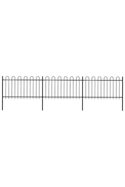 vidaxl Gard de grădină cu profil superior circular din oțel, 537 x 100 cm, Negru
