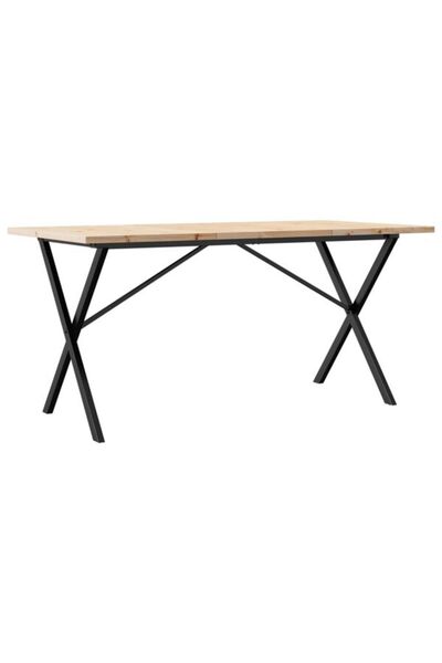 vidaxl Masă de bucătărie, cu cadru în X, 140 x 80 x 75.5 cm, din lemn masiv d...