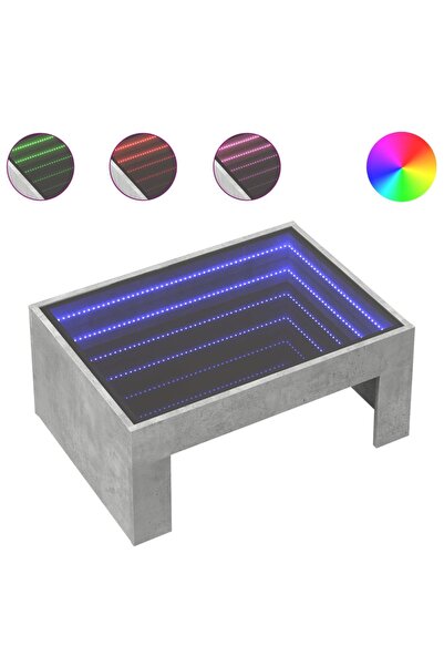 vidaxl Măsuță de cafea cu LED infinity, gri beton, 70x50x30 cm