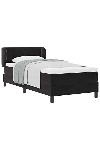vidaxl Pat cu arcuri cu tăblie neagră 80 x 200 cm catifea