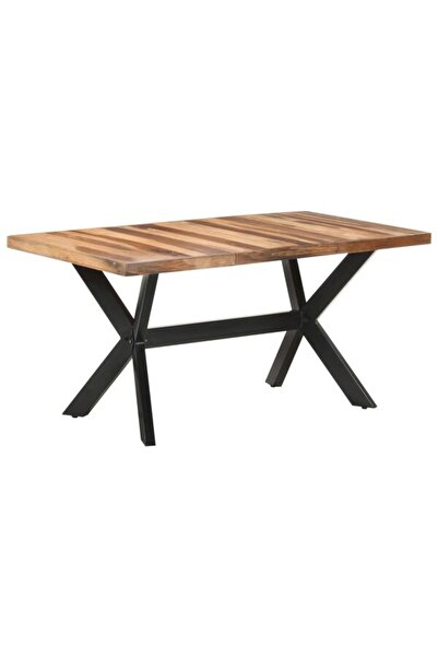 vidaxl Masă de bucătărie, 160 x 80 x 75 cm, lemn masiv cu finisaj culoarea mi...