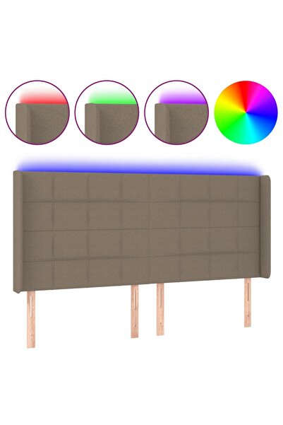 vidaxl Tăblie de pat cu LED, gri taupe, 163x16x118/128 cm, textil