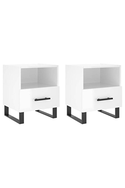 vidaxl Noptiere, 2 buc., alb extralucios, 40x35x47,5 cm, lemn compozit