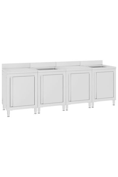 vidaxl Dulap sub chiuvetă comercial, 240 x 60 x 96 cm, Oțel inoxidabil