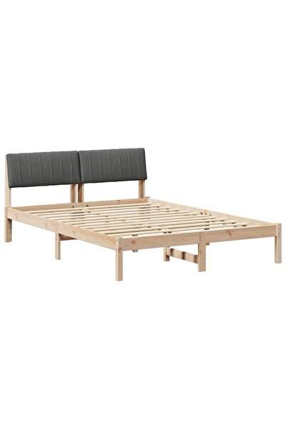 vidaxl Cadru de pat maro și gri închis 135 x 190 cm Lemn masiv de pin