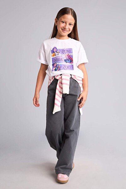 DeFacto 100% Cotton Straight Wide Spanish Leg Gabardine Trousers for Girls G0...