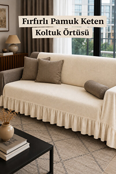 KaiHome Bohemian Ruffled Cotton Linen Sofa Cover |   Non-Slip & Washable