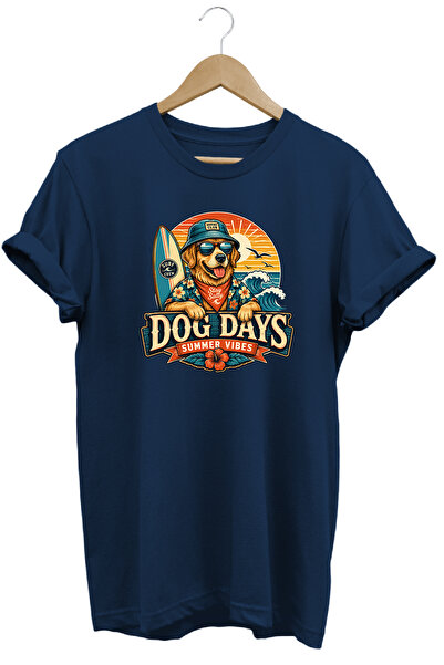 WİDİ Dog Days Summer Vibes Unisex Μπλουζάκι με στάμπα σκύλου με καλοκαιρινό θ...