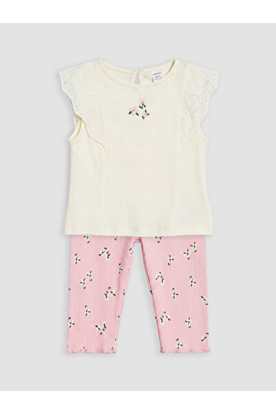 LC Waikiki Floral patterned baby girl leggings set