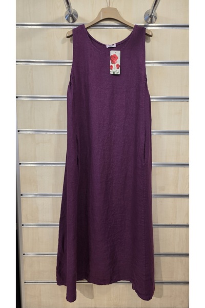 Park Moda Italian Sleeveless Linen Dress Long 100% Linen