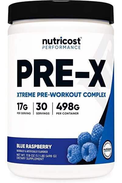 Nutricost Pre-X Xtreme Pre-Workout Powder Complex, Blue Raspberry, 30 Serving...