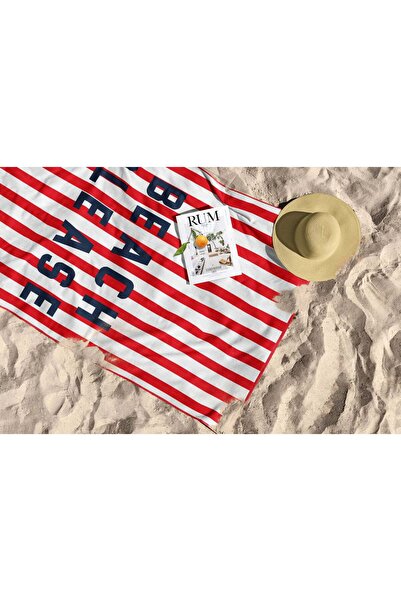 CANDLEMASTORE Beach Please Red Line Beach Towel