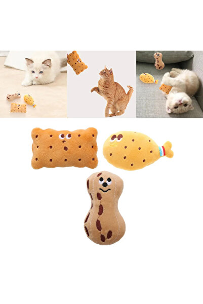 toysme TANITIMA سعر خاص لعبة قطط محشوة للحيوانات الأليفة مكونة من 3 قطع مع خش...