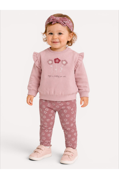 Dirkje Girls 3pc. Set – Sweatshirt, Printed Leggings & Headband
