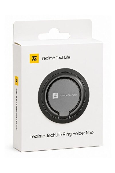 Realme TechLife Yüzüklü Telefon Tutacağı – Metal Kulplu, Siyah, 360° Döner Stand