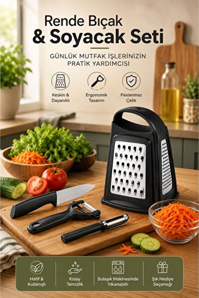 Tercih Home 4-Piece Professional Steel Kitchen Set Grater, Vegetable Knife, S...