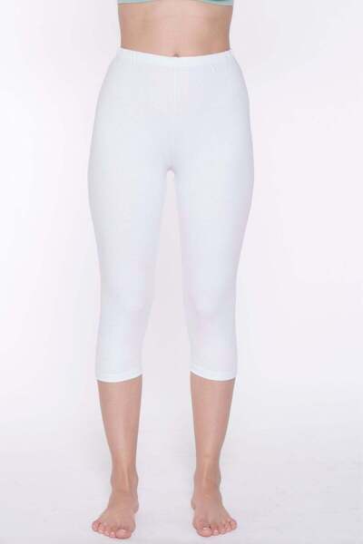 YILDIZ Lycra Plus Size Women's Capri Leggings White