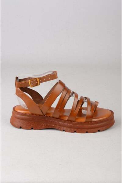 SEÇ KUNDURA Seç C161 Genuine Leather Flip-Flop Women's Sandals (Sole:3.5 cm) Tan