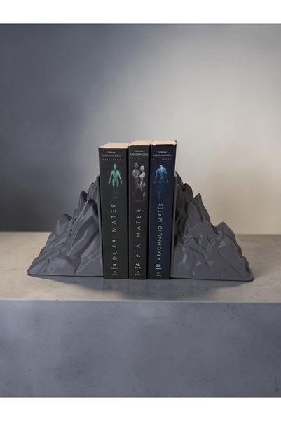 TODEKORA Mountain Design Book Holder Heavy Duty Decorative Book Support Gray Set of 2