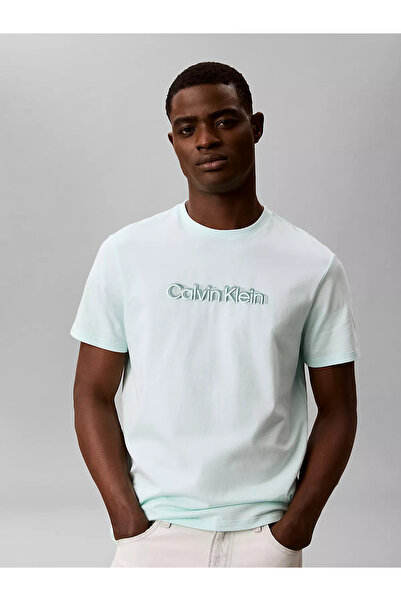 Calvin Klein Erkek Regular Fit Yuvarlak Yakalı Logo Baskılı Pamuklu Kısa Koll...