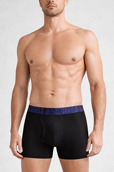 Aytuğ&Mısırlı Mısırlı Modal by TENCEL SPARTACUS Boxer Mavi Lastikli Siyah