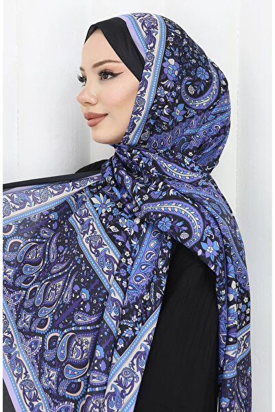 sefamerve Ethnic Patterned Soft Shawl 70312-07 Black Lilac