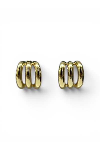 stravis Gold Color Triple Appearance Hoop Earrings