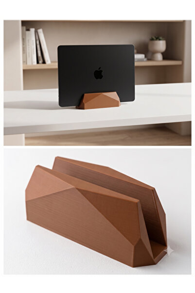 Gordipha Lab Geometrik Dikey Laptop ve Macbook Standı - Kahverengi