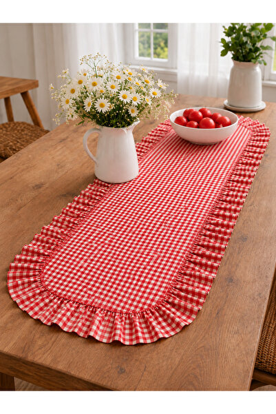 ŞAH TEXTILE DESIGN Pötikareli sık fırfırlı leke tutmaz runner 40x110