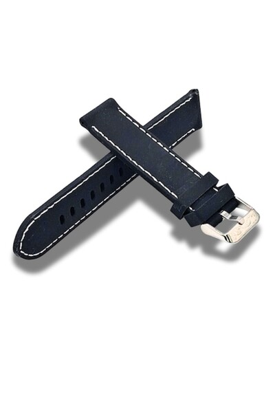 OEM Curea de ceas din silicon moale, negru, cu cusături albe, lățime 20mm