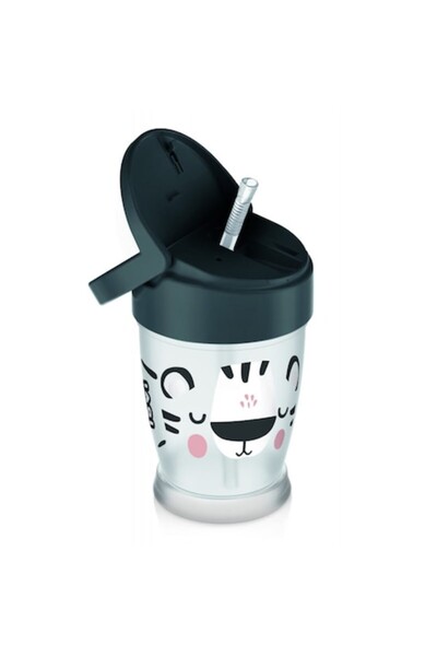 LOVI Cana cu pai pentru copii, Lovi, Salt & Pepper, 250 ml, 1 an+, Negru/Tran...
